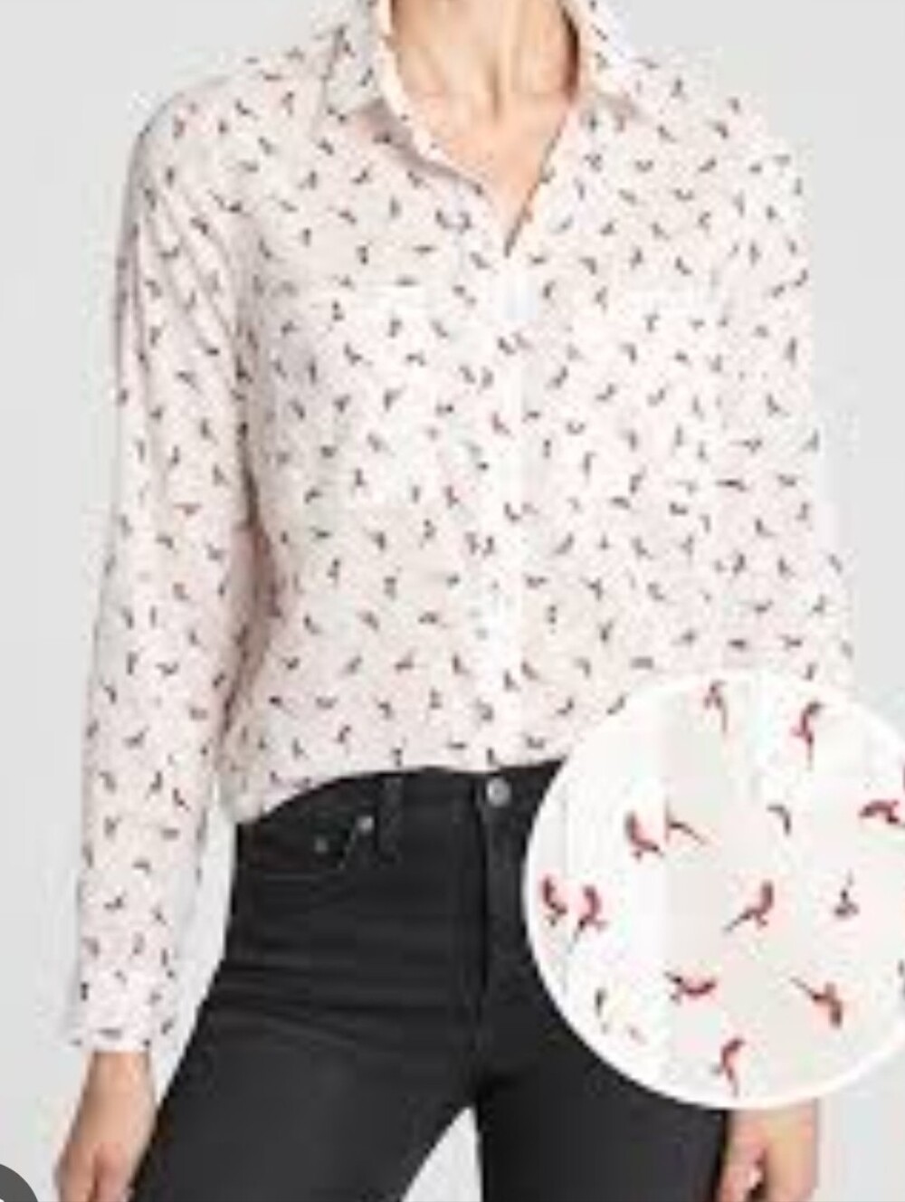 Gap Boyfriend Fit Button-Down Shirt With Novelty Print, Size L, EUC